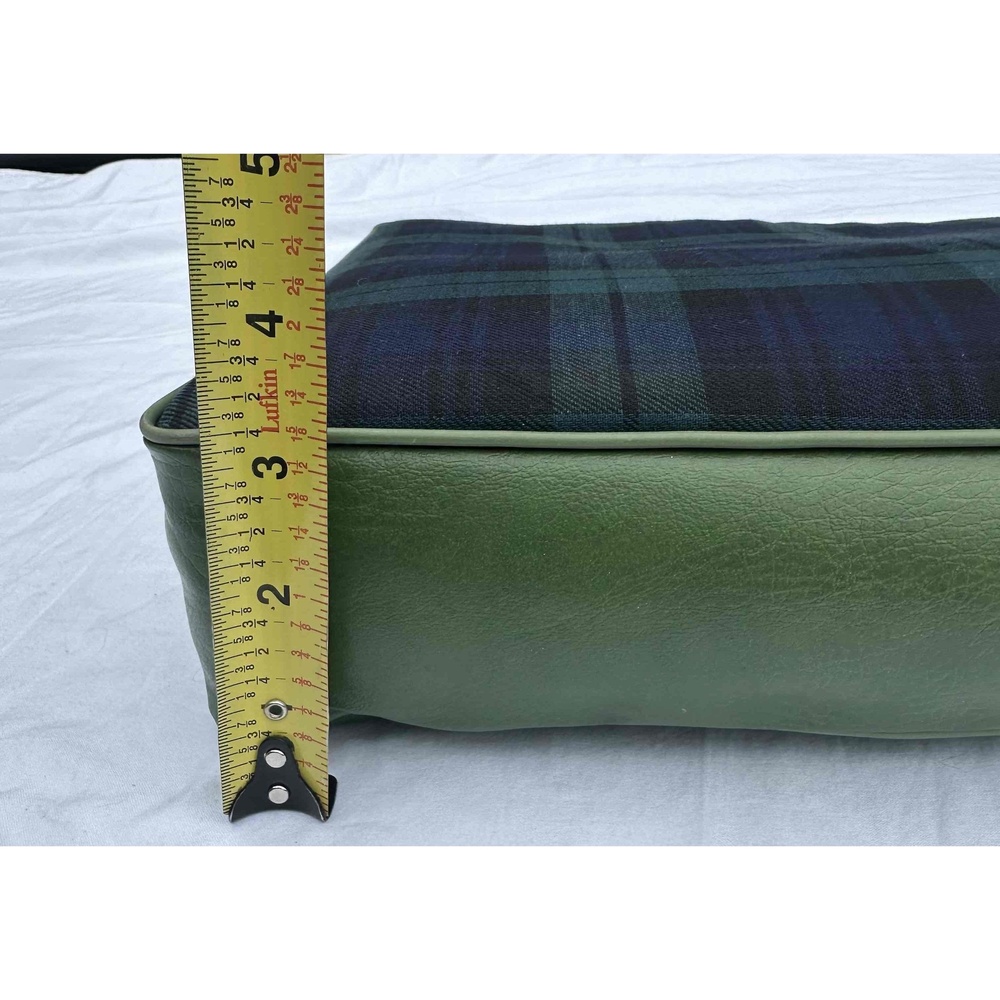 Troy Leisure Blanket Blue Green Plaid Zipper Bag Stadium Seat Cushion USA Made - Picture 10 of 16